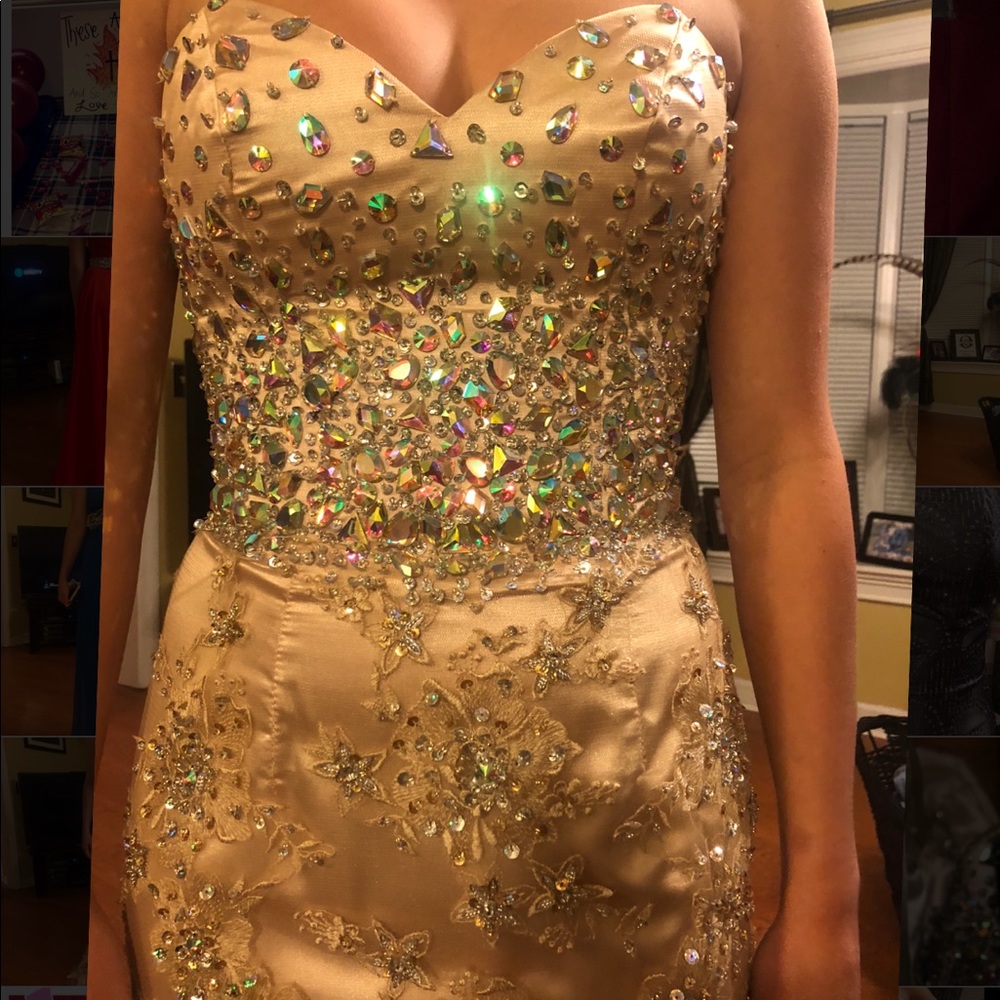 champagne colored prom dress